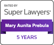 Rated By Super Lawyers | Mary Aunita Prebula | 5 Years
